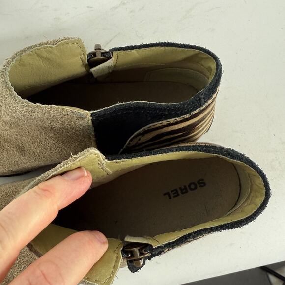 Sorel Major Ankle Boots Women's 9 Beige Zebra Print Side Zip Chelsea 1650161265 - Picture 9 of 10